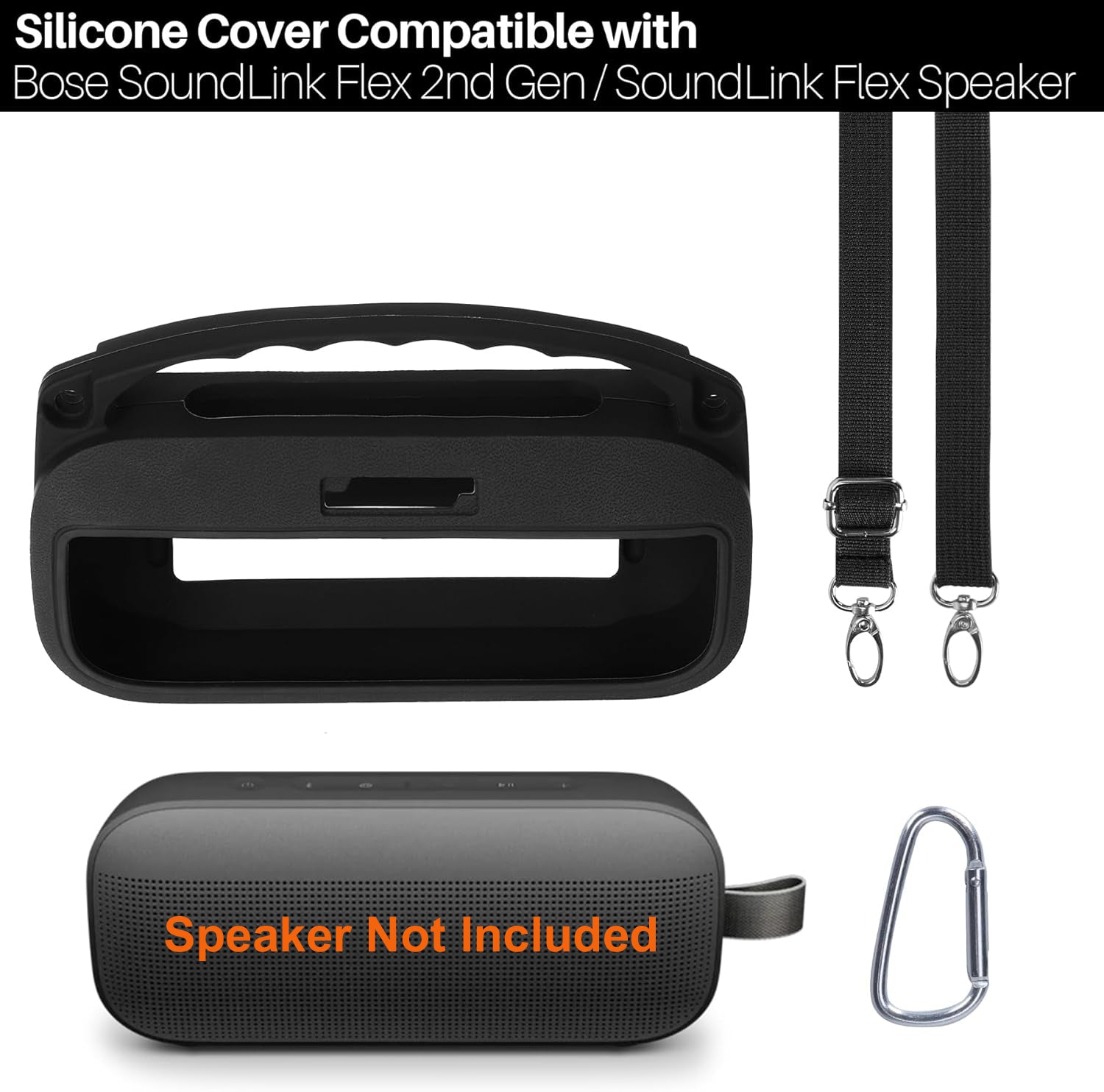 Zitel Case for Bose New SoundLink Flex (2nd Gen) Bluetooth Portable Speaker Cover - Black