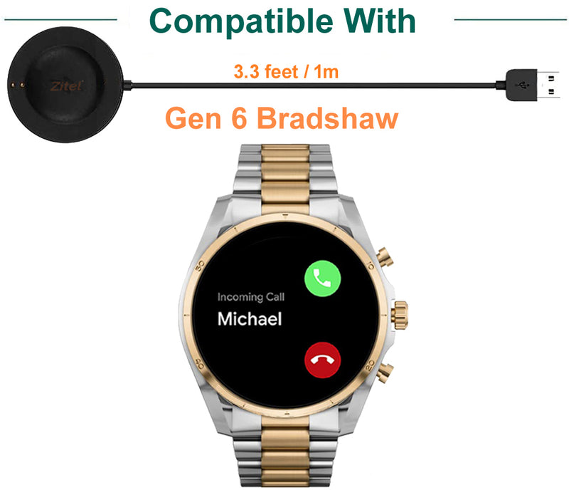 Zitel Charging Cable for Michael Kors, Fossil Gen 6 Bradshaw Smartwatch