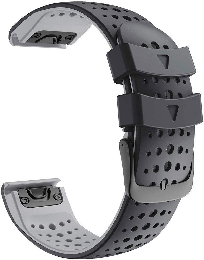 Zitel Band for Garmin Fenix 6/6 Pro, Fenix 7, 5/5 Plus, Epix Gen 2, Approach S62, new Forerunner 955/945/935, 22mm Straps - Black/Gray