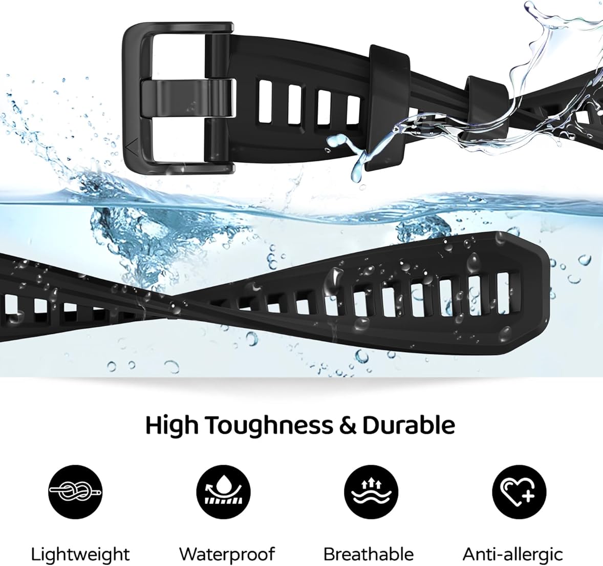 Zitel Band for Garmin Instinct 3 AMOLED/Solar 50mm, Instinct 2X Tactical/Solar 50mm - 26mm Silicone Sport Strap