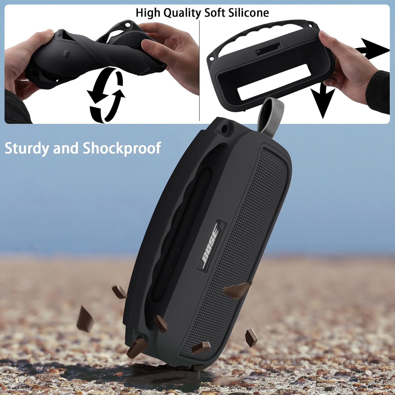 Zitel Case for Bose New SoundLink Flex (2nd Gen) Bluetooth Portable Speaker Cover - Black