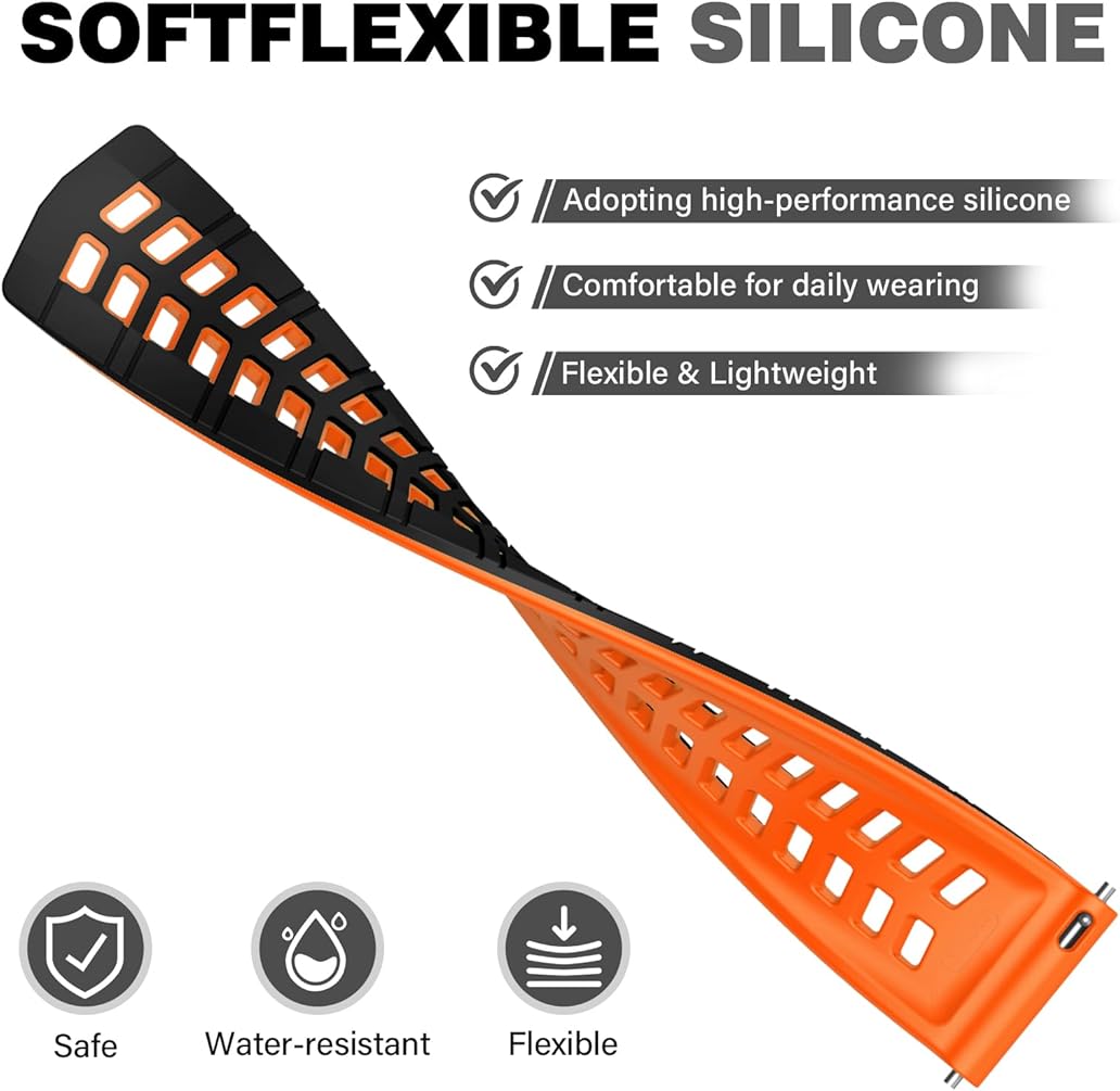 Zitel Band for Garmin Forerunner 265 / 255, Vivoactive 4 45mm, Venu 2 45mm. Venu 3, 22mm Strap - Black/Orange