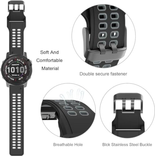 Zitel Band for Garmin Fenix 8 AMOLED 47mm, Fenix E/7/7 Pro, 6/6 Pro, Forerunner 970/965/955, QuickFit 22mm wide Silicone Sport Strap