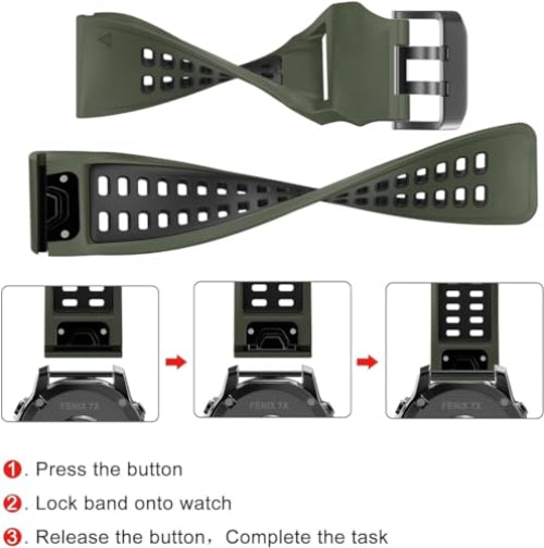 Zitel Band for Garmin Fenix 8 AMOLED 47mm, Fenix E/7/7 Pro, 6/6 Pro, Forerunner 970/965/955, QuickFit 22mm wide Silicone Sport Strap