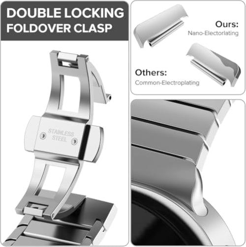 Zitel Stainless Steel No Gap Metal Band for Samsung Galaxy Watch 8 / Watch 8 Classic - Silver