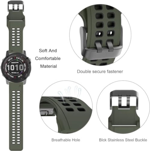Zitel Band for Garmin Fenix 8 AMOLED 47mm, Fenix E/7/7 Pro, 6/6 Pro, Forerunner 970/965/955, QuickFit 22mm wide Silicone Sport Strap