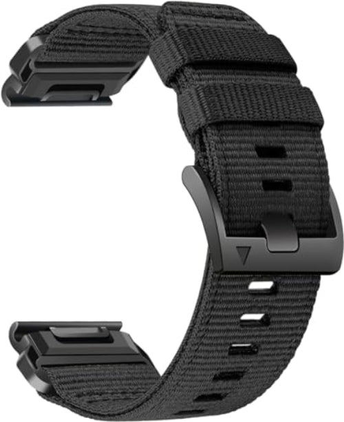 Zitel Band for Fenix 8 51mm, 7X/7X Pro, 6X/6X Pro, 5X/5X Plus, 3/3 HR, Descent MK1, Enduro, Rugged Nylon 26mm Sport Strap - Black