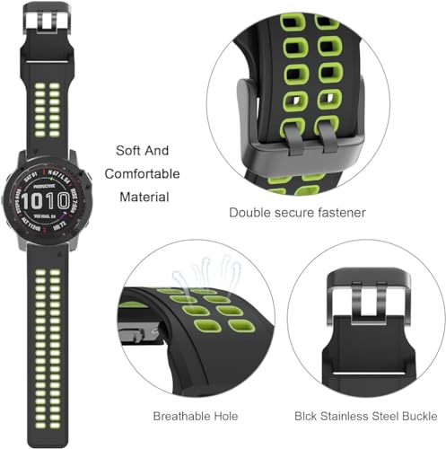 Zitel Band for Garmin Fenix 8 47mm, 7/7 Pro, 6/6 Pro, 5/5 Plus, Epix Gen 2, Forerunner 965/955/945/935, Sport Strap 22mm
