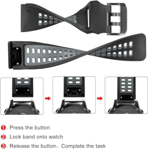 Zitel Band for Garmin Fenix 8 AMOLED 47mm, Fenix E/7/7 Pro, 6/6 Pro, Forerunner 970/965/955, QuickFit 22mm wide Silicone Sport Strap