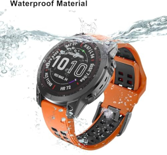Zitel Band for Fenix 8 51mm, 7X/7X Pro, 6X/6X Pro, 5X/5X Plus, 3/3 HR, Descent MK1, Enduro, Sport Strap 26mm - Orange/Black