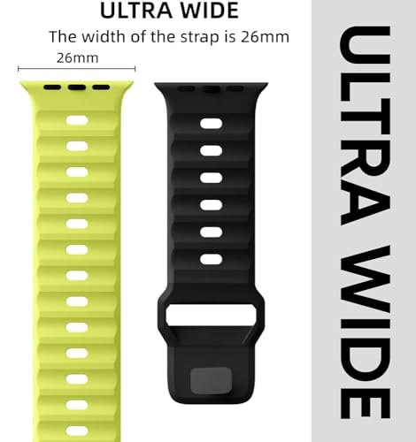 Zitel Band for Apple Watch Ultra 2 49mm / Ultra Wide Silicone Sport Straps - Fluorescent Green/Black