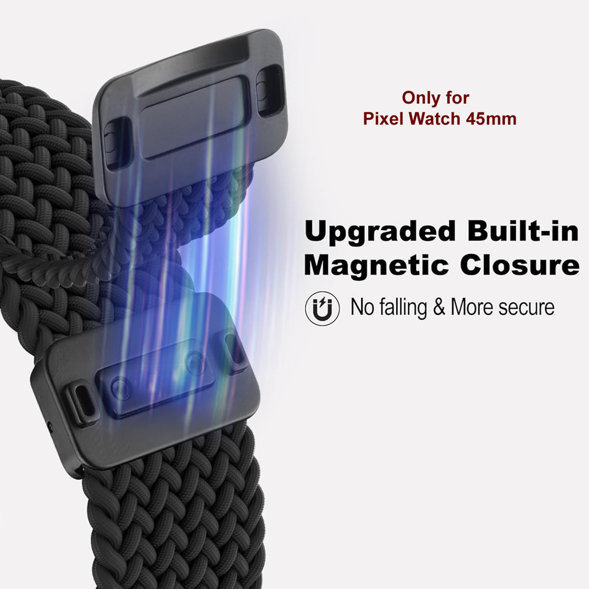 Zitel Band for Google Pixel Watch 4 45mm / Pixel Watch 3 45mm Nylon Sport Strap (Black)