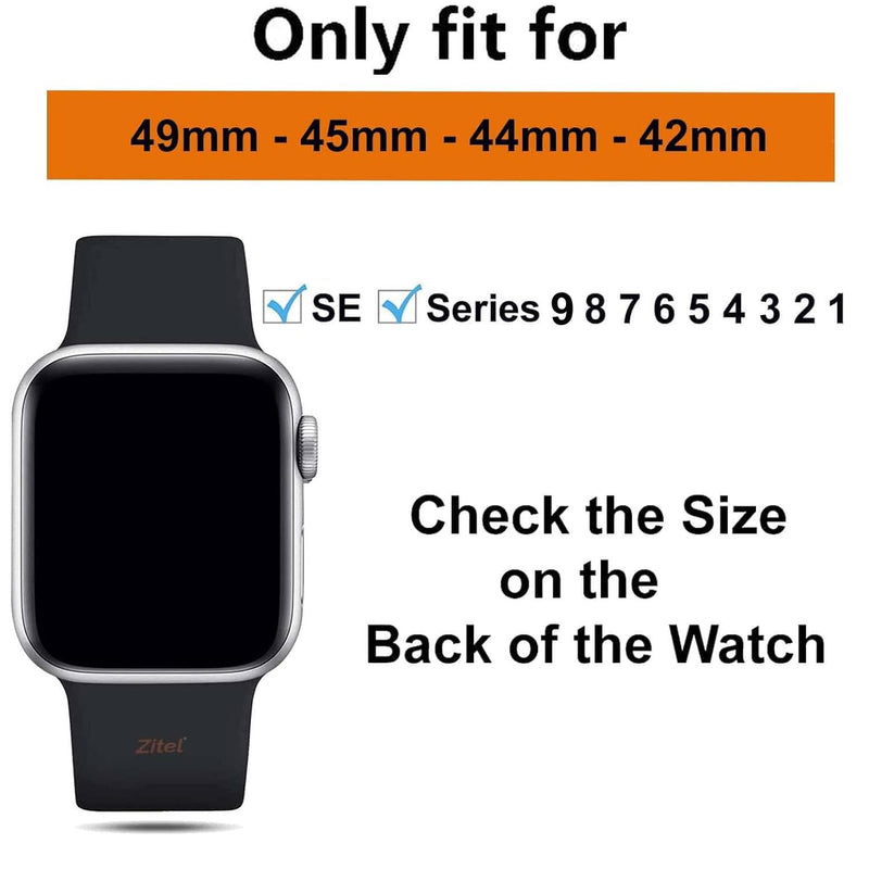 Zitel Metal Bands for Apple Watch Straps Ultra 2 / Ultra 49mm 45mm 44mm 42mm, Series 9 8 7 6 5 4 3 2 1 SE - Black