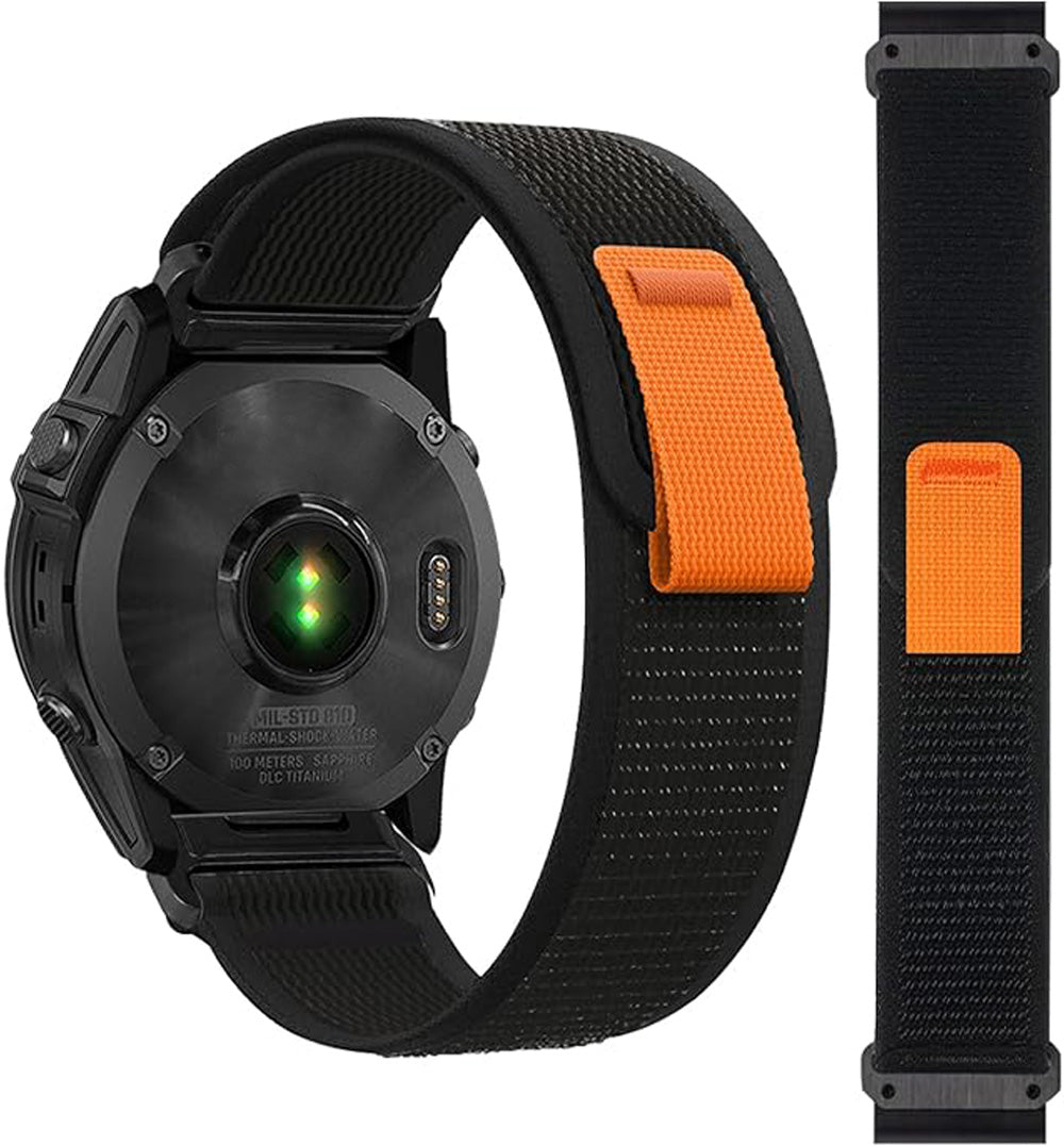 Zitel Band for Fenix 8 51mm, 7X/7X Pro, 6X/6X Pro, 5X/5X Plus, 3/3 HR, Descent MK1, Enduro, Nylon 26mm Sport Strap - Black