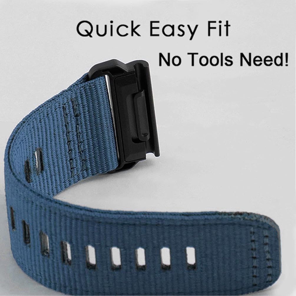 Zitel Band for Garmin Fenix 8 AMOLED 47mm, Fenix E/7/7 Pro, 6/6 Pro, Forerunner 970/965/955, Rugged Nylon 22mm wide Sport Strap - Blue