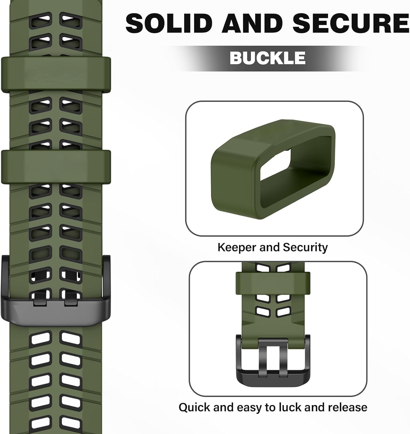 Zitel Band for Garmin Forerunner 265 / 255, Vivoactive 4 45mm, Venu 2 45mm. Venu 3, 22mm Strap - Army Green/Black