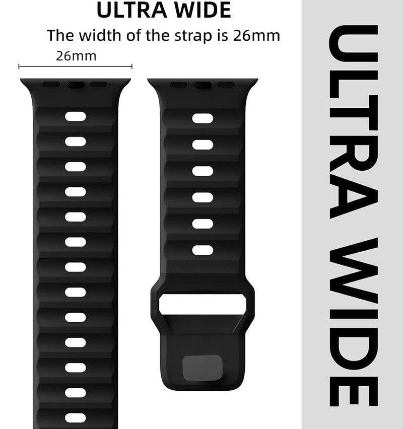 Zitel Band for Apple Watch Ultra 2 49mm / Ultra Wide Silicone Sport Straps - Black