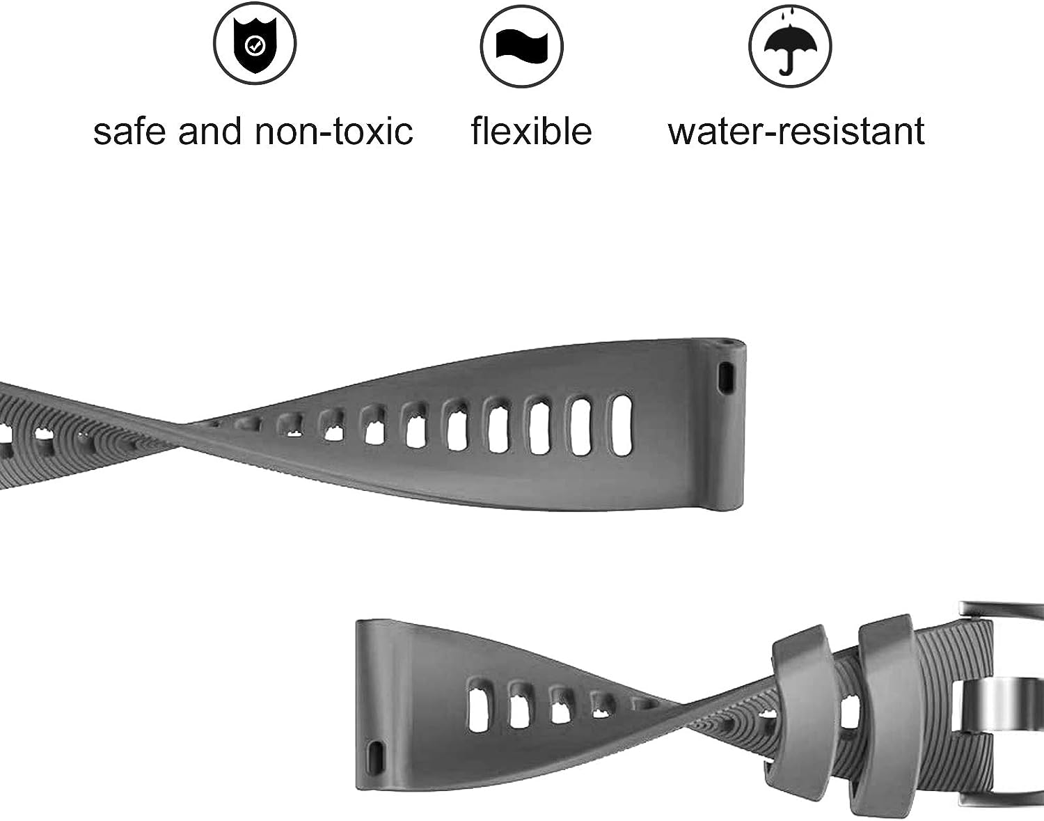 Zitel Bands for Garmin Forerunner 165/245/645, 55/158, Vivoactive 6/5/3/3S, Venu Sq/Sq 2, Venu 2 Plus, 20mm - Gray