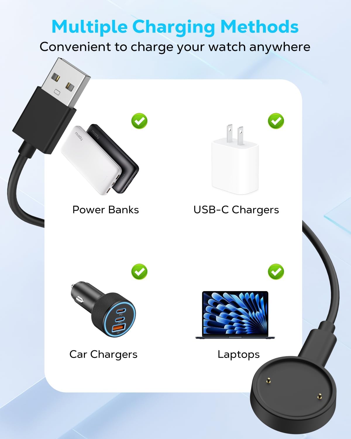 Zitel Charger for Amazfit Active 2, Active 2 Square Smart Watch