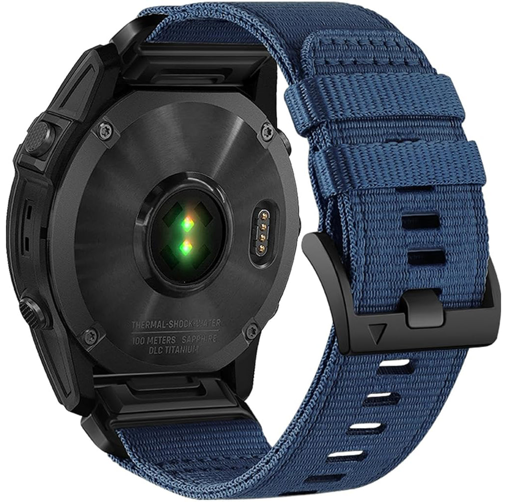 Zitel Band for Garmin Fenix 8 AMOLED 47mm, Fenix E/7/7 Pro, 6/6 Pro, Forerunner 970/965/955, Rugged Nylon 22mm wide Sport Strap - Blue