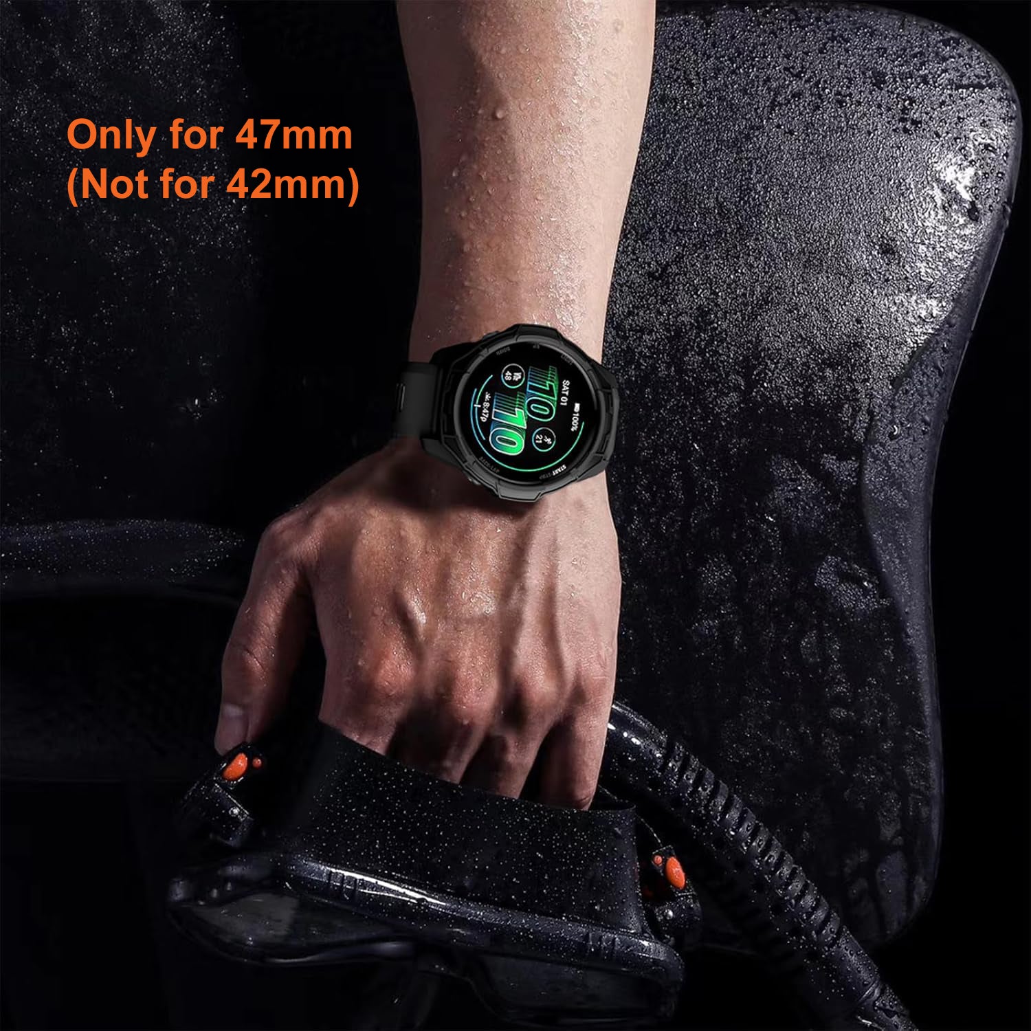 Zitel Case for Garmin Forerunner 970/Forerunner 570 47mm Bumper Cover - Black