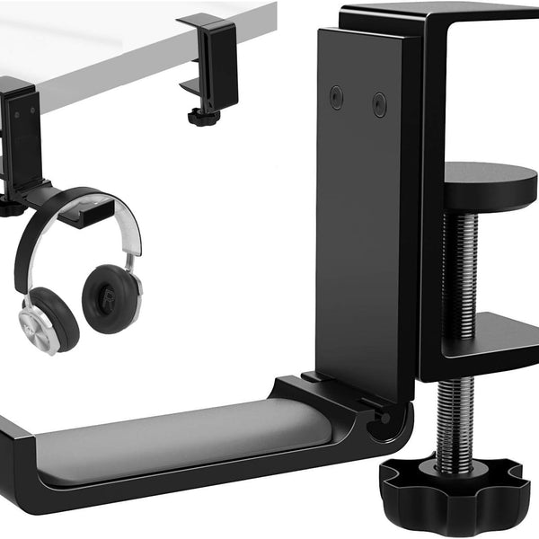 CIYISON Metal Earphone Holder Under Desk Headphone Stand Headset Hanger With Adjustable Clamp Aluminum Hook