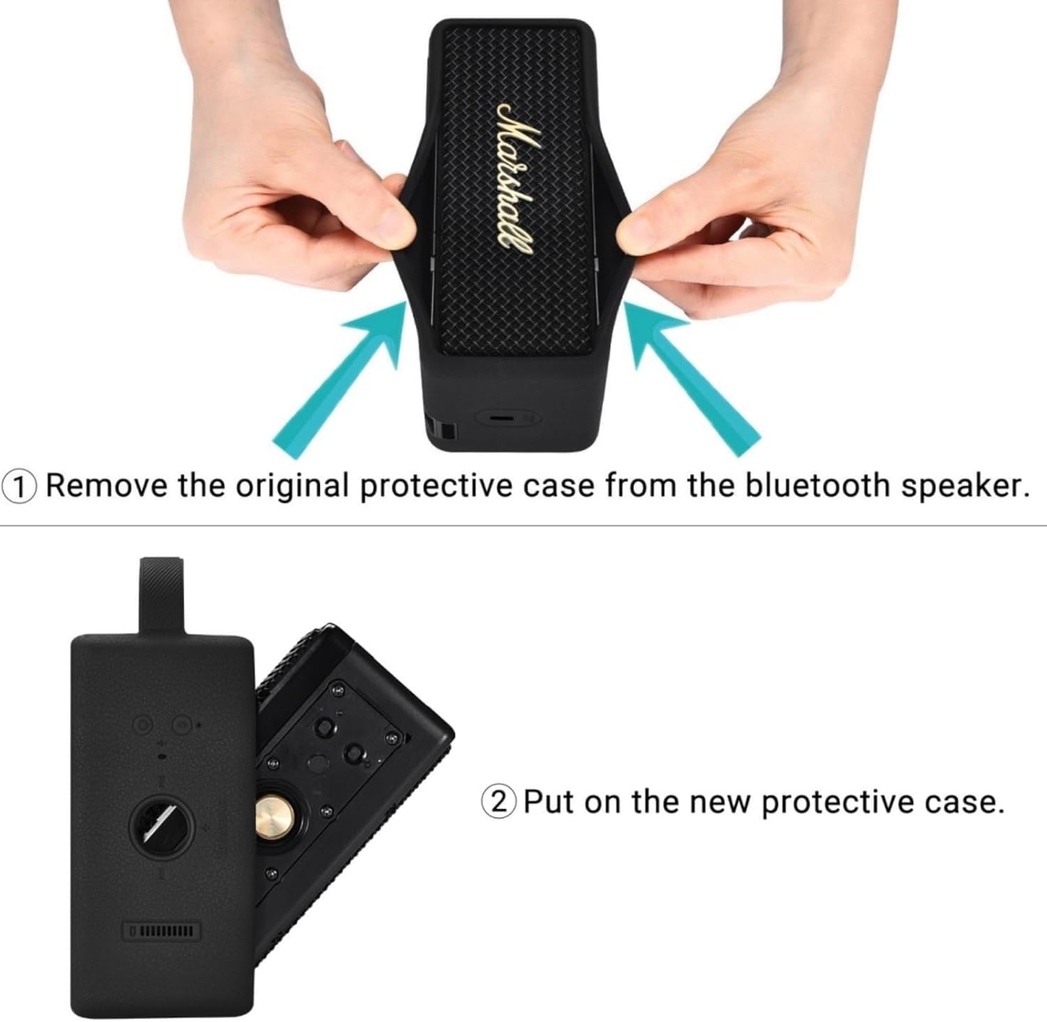 Zitel Silicone Case for Marshall Emberton III Bluetooth Speaker Protective Cover - Black