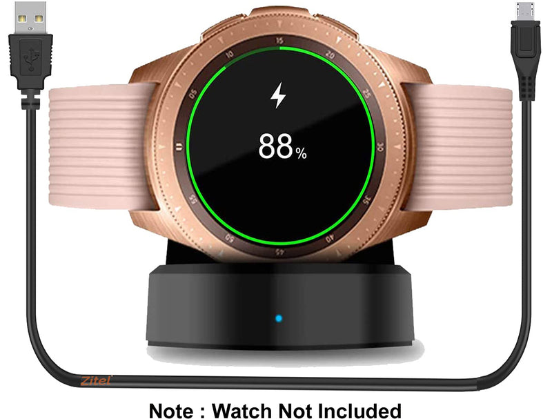 Zitel Charger for Samsung Galaxy Watch 42mm / 46mm USB Charging Station (SM-R800, SM-R810, SM-R815) - Black