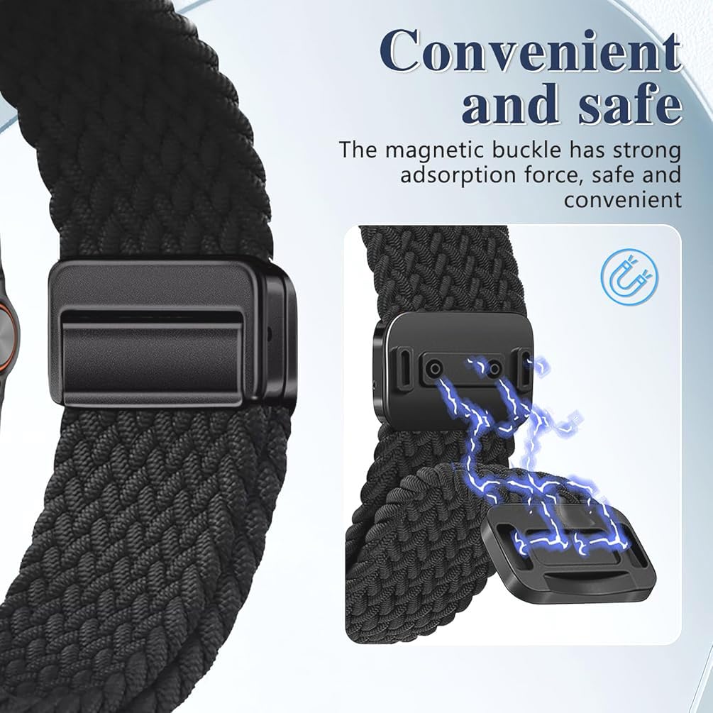 Zitel Band for Samsung Galaxy Watch 8 / Watch 8 Classic Stretchy Nylon Sport Strap (Black)