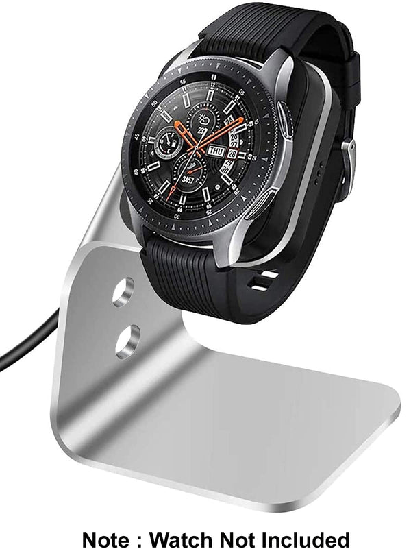 Zitel Charger for Samsung Galaxy Watch 42mm 46mm SM-R800/SM-R810/SM-R815 with Built-in Aluminum Charging Stand - Silver
