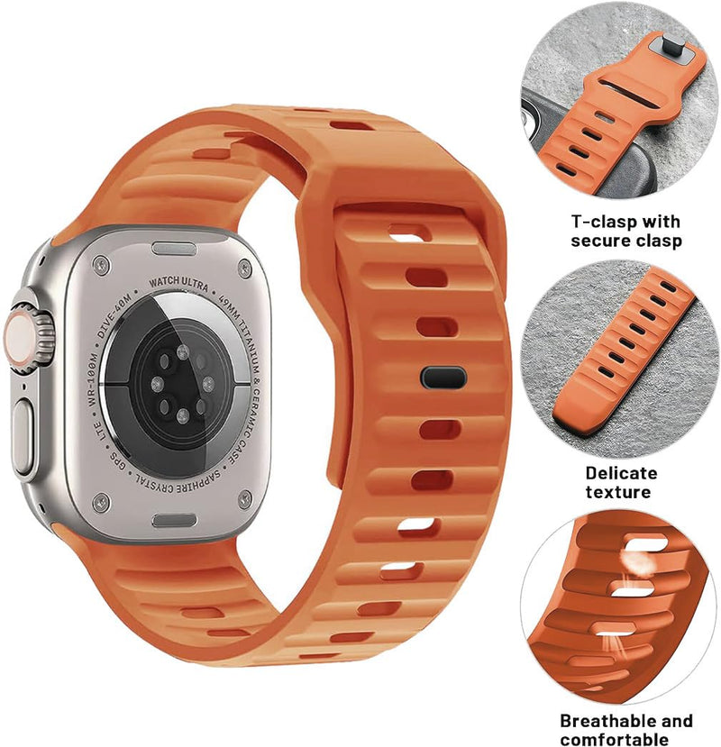 Zitel Band for Apple Watch Ultra 2 49mm / Ultra Wide Silicone Sport Straps - Orange