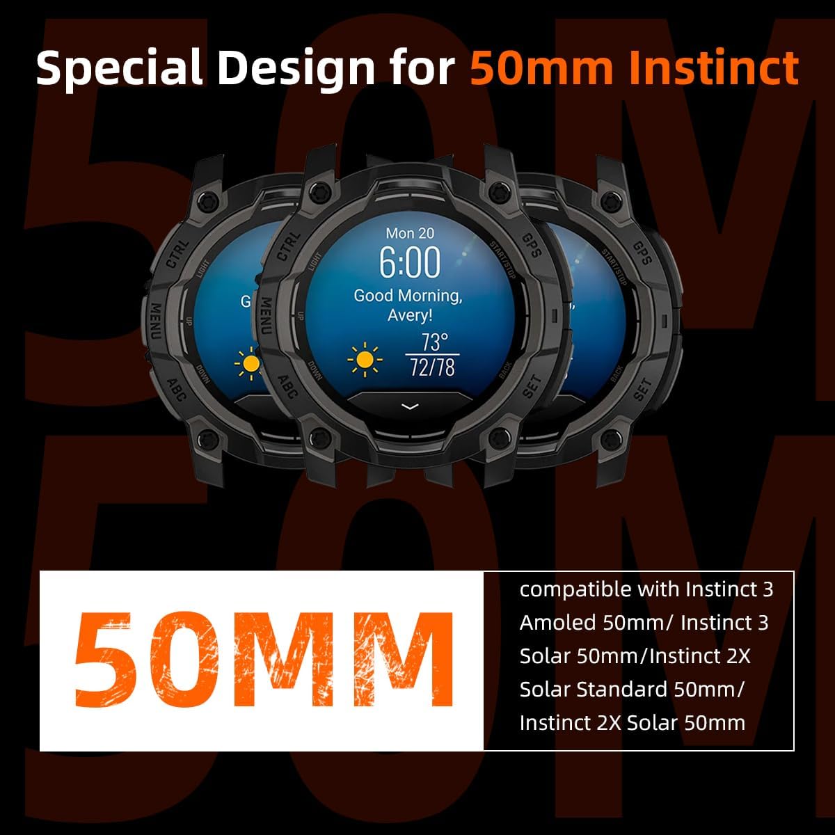 Zitel Band for Garmin Instinct 3 50mm, Instinct 2X - 26mm wide Rugged Nylon Sports Strap - Black