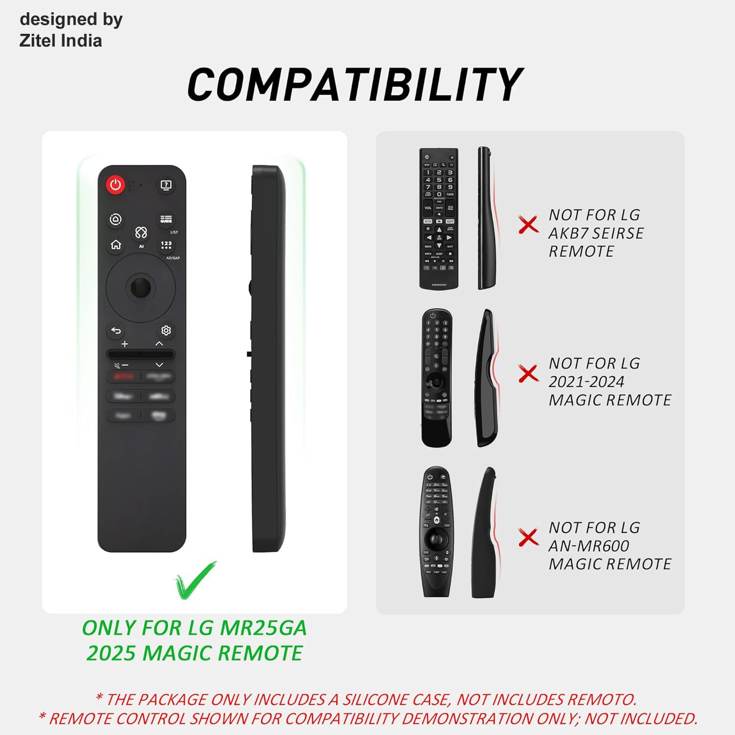 Zitel Silicone TV Remote Cover for LG MR25GA(2025) Case