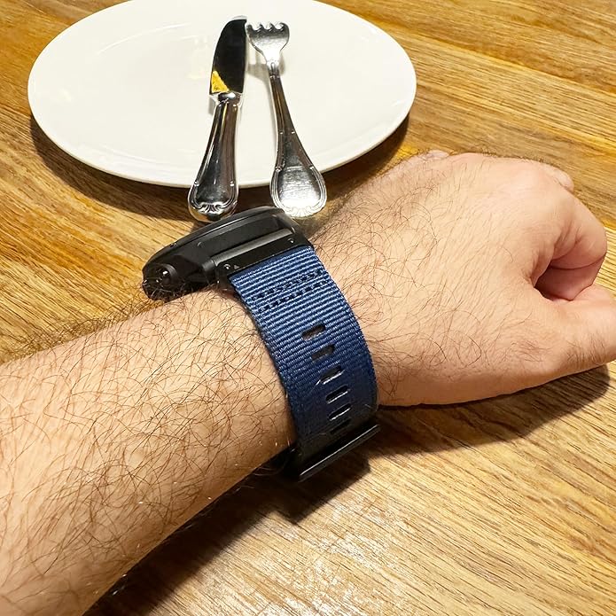 Zitel Band for Garmin Fenix 8 AMOLED 47mm, Fenix E/7/7 Pro, 6/6 Pro, Forerunner 970/965/955, Rugged Nylon 22mm wide Sport Strap - Blue