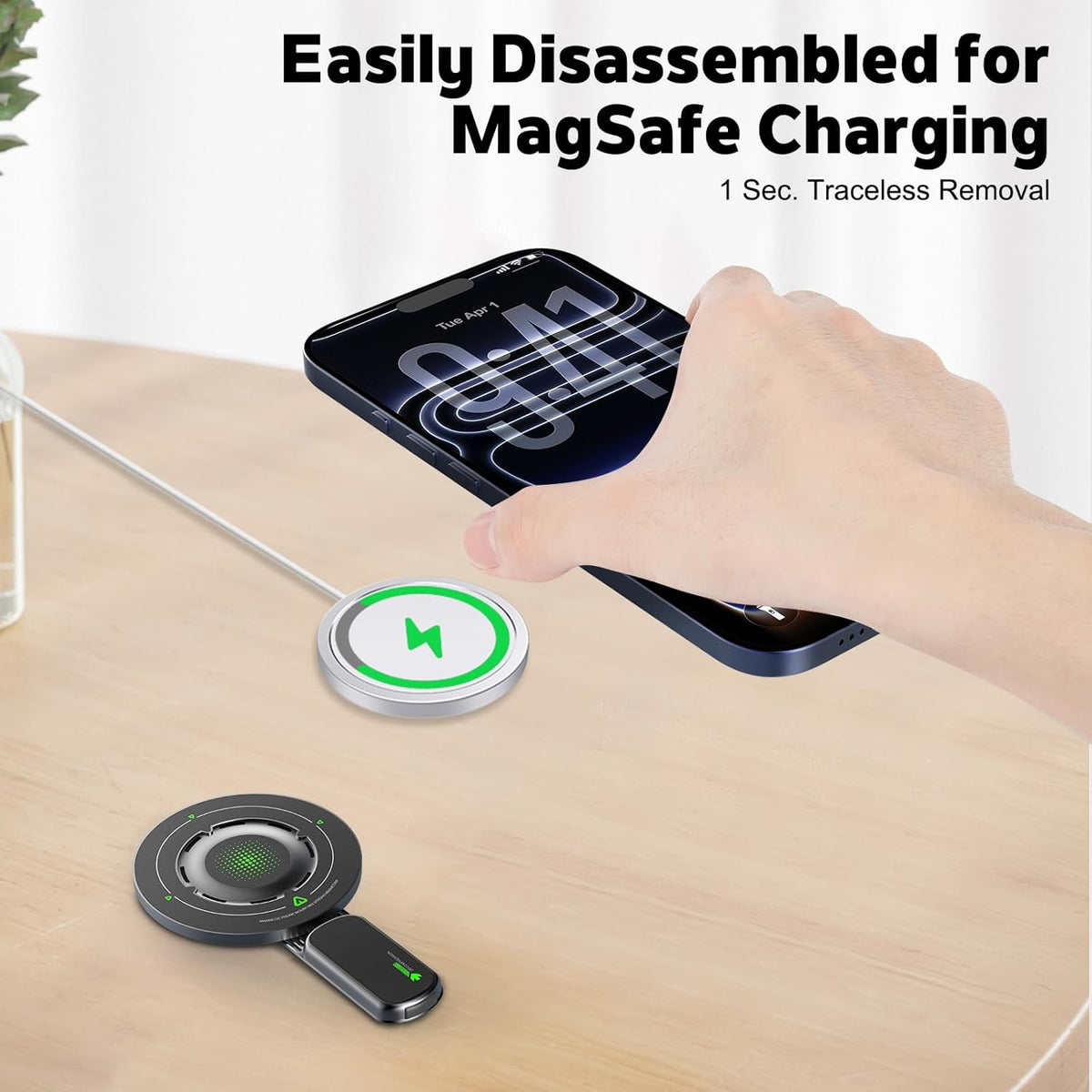 Zitel for MagSafe Double-Sided Magnetic Phone Grip Stand for iPhone, Samsung, Pixel & Android Smartphones - Gray