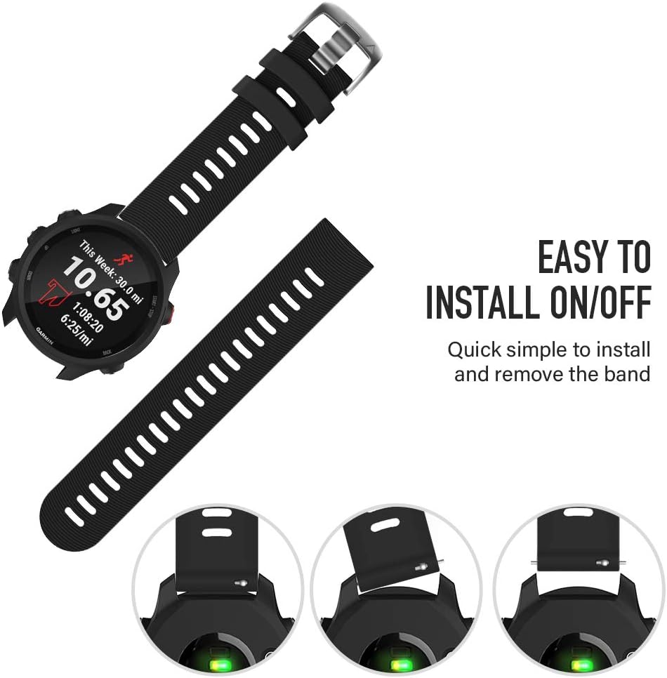 Zitel Bands for Garmin Forerunner 70/170/165/245/645, 55/158, Vivoactive 6/5/3/3S, Venu Sq/Sq 2, Venu 2 Plus, 20mm - Black