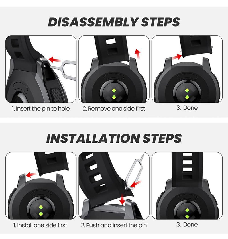 Zitel Band for Garmin Instinct 2s Strap 20mm Width (Not fit for Instinct 22mm) Black