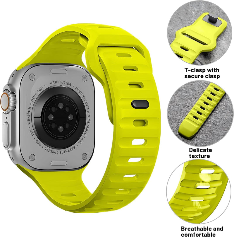 Zitel Band for Apple Watch Ultra 2 49mm / Ultra Wide Silicone Sport Straps - Fluorescent Green