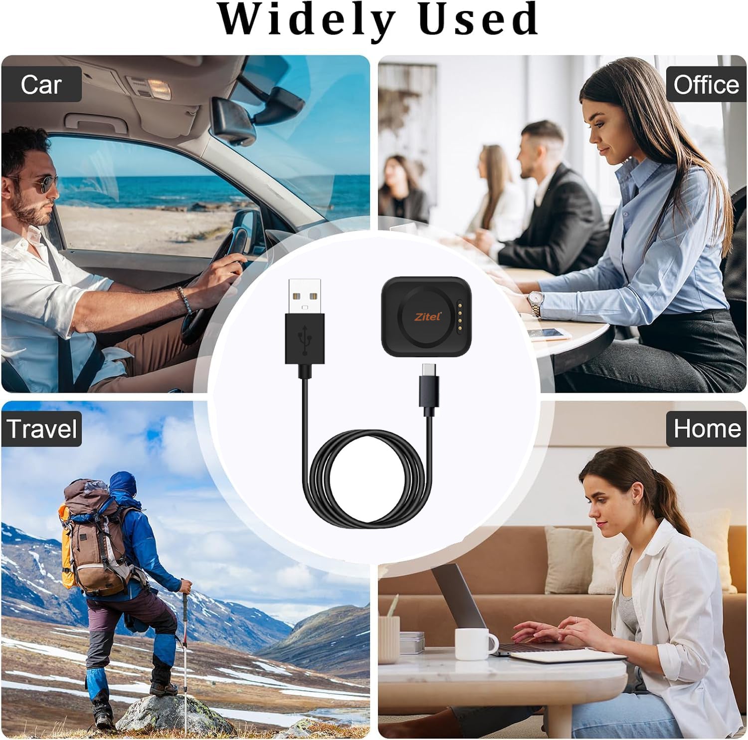 Zitel Charger for OnePlus Watch 3 / 2 / 2R Charging USB Cable - Black