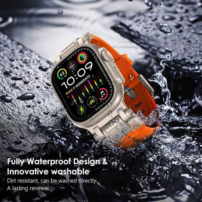 Zitel Band for Apple Watch Ultra 2 / Ultra 49/45/44/42mm Metal Connector Sport Strap - Orange