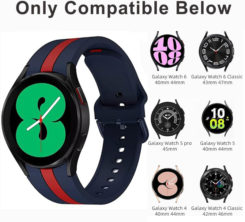 Zitel Band for Samsung Galaxy Watch 6, Watch 5, Watch 4, Silicone No Gap Band - Blue Red