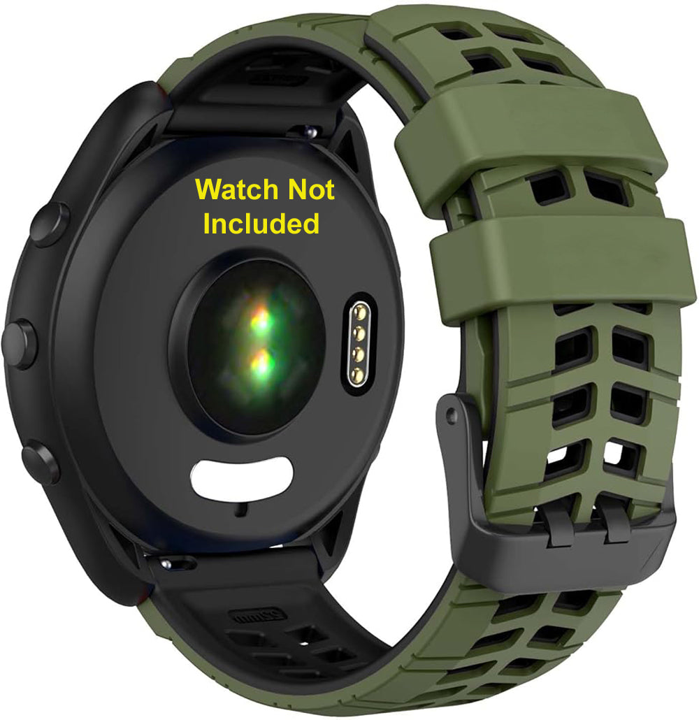 Zitel Band for Garmin Forerunner 265 / 255, Vivoactive 4 45mm, Venu 2 45mm. Venu 3, 22mm Strap - Army Green/Black