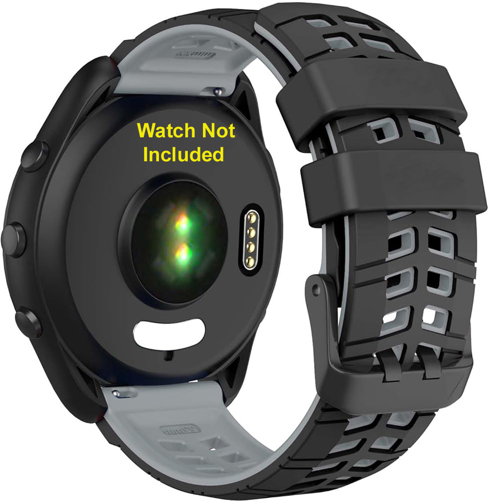 Zitel Band for Garmin Forerunner 265 / 255, Vivoactive 4 45mm, Venu 2 45mm. Venu 3, 22mm Strap - Black/Gray