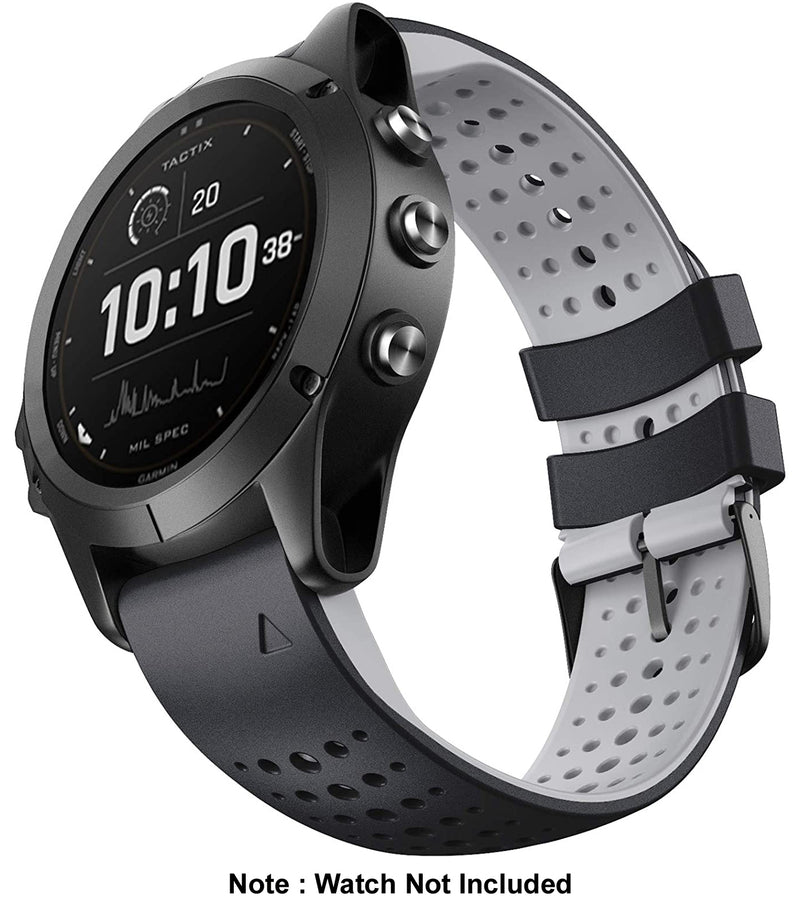 Zitel Band for Garmin Fenix 6/6 Pro, Fenix 7, 5/5 Plus, Epix Gen 2, new Forerunner 965/955/945/935, 22mm Straps - Black/Gray