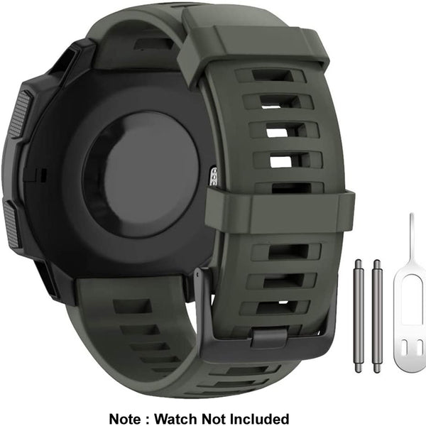 thumbnail interactive-video image 1 of Rugged Nylon & Leather Band For Garmin Instinct/Instinct 2 - 22mm Military Style Strap 1 of 5