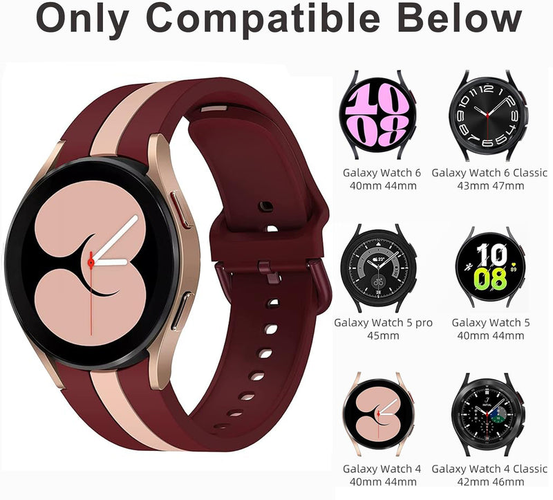 Zitel Band for Samsung Galaxy Watch 6, Watch 5, Watch 4, Silicone No Gap Band - Wine Red Pink