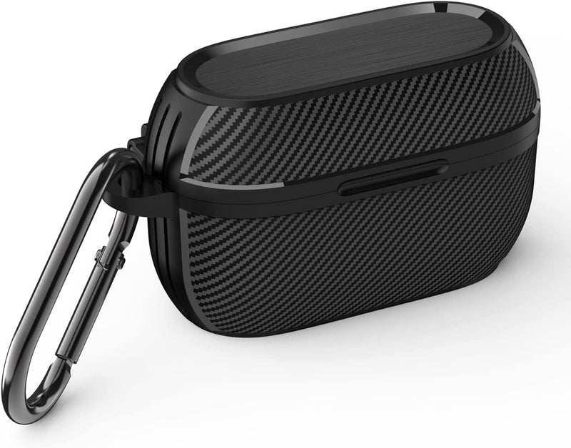 Zitel Rugged Case for Jabra Elite 75t Earbuds / Jabra Elite Active 75t Case with Keychain Carabiner, Black