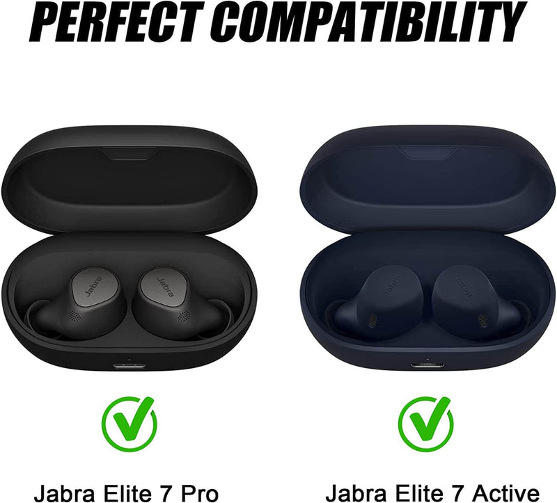 Zitel Rugged Case for Jabra Elite 7 Pro Earbuds / Elite 7 Active Case with Keychain Carabiner, Black