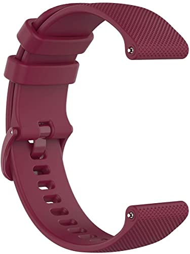 Zitel Bands Compatible with Garmin Forerunner 245/245 Music, Forerunner 645/645 Music, Forerunner 55/158, Vivoactive 3, Venu Sq, Vivomove HR, Approach S40/S42/S12 - Soft Silicone 20mm Strap - Wine Red