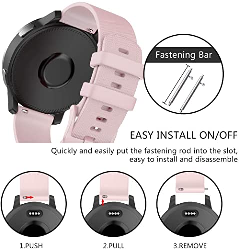 Zitel Bands Compatible with Garmin Forerunner 245/245 Music, Forerunner 645/645 Music, Forerunner 55/158, Vivoactive 3, Venu Sq, Vivomove HR, Approach S40/S42/S12 Silicone 20mm Straps - Sand Pink